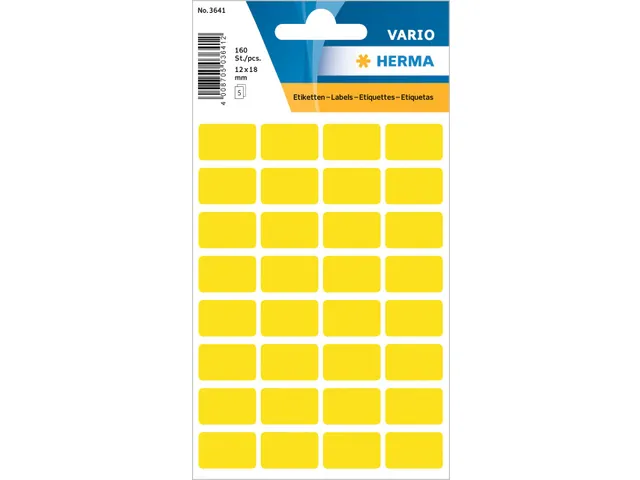 HERMA 3641 Universele etiketten 12x18mm Geel 160 stuks