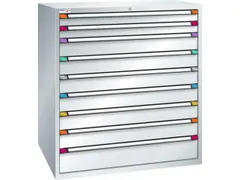 ladekast HxBxD 1400x1205x695mm 9laden RAL7035 front RAL7035