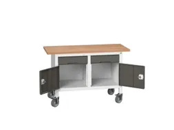 werkbank,HxBxD 830x1250x600mm,multiplexblad,uitrusting: 2laden,2kasten