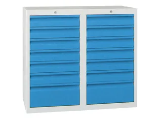 ladekast HxBxD 900x1000x500mm 14laden RAL7035 front RAL6011 - 1