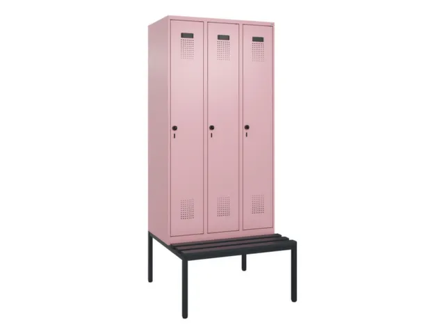 locker met bank,voor scheiding van kleding,HxBxD 2120x900x815mm,3vak
