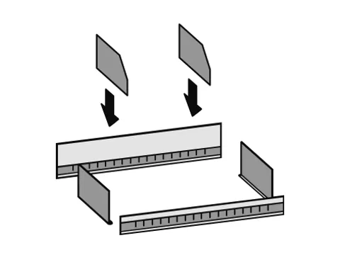 verdeelschot,v. inhaakstelling,BxD 1000x400mm,staal verzinkt