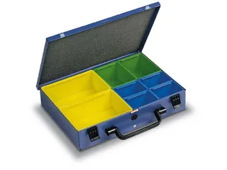 Assortimentskoffer Plaatstaal 8 Boxen Polystyrol 66x340x240mm Ral 5007 - 1