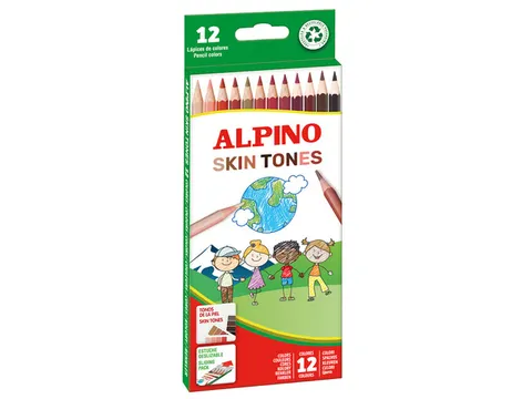 #Kleurpotloden Alpino set a 12st. assorti skin tones