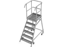 bordestrap,verrijdbaar,bordes H 1,45m,6treden m. R13-laag,aluminium