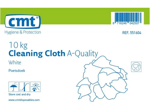 CMT Poetsdoek A-kwaliteit Wit 10kg Baal