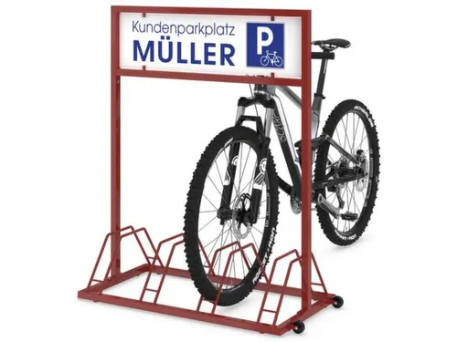 fietsstandaard,m. reclamevlak,L 1000mm,4instelplaatsen