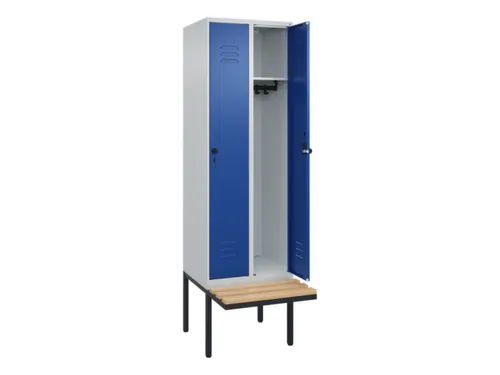 locker met bank,HxBxD 2120x600x815mm,2vak,vak B 300mm,draaigrendel