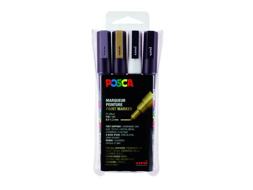 Verfstift Posca PC3M Fijne punt 0,9-1,3mm 4 stuks assorti