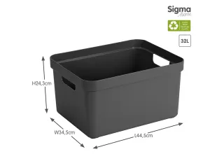 Sigma Home opbergbox 32L antraciet - 44,5x34,5x24,3cm - 2