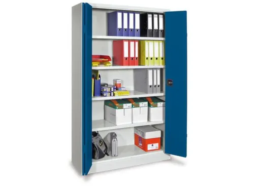 Ruime Vouwdeurkast 1950x1200x500mm 4legborden Ral7035 Front Ral5010