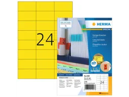 HERMA 4406 Gekleurde etiketten A4 70x37mm Geel 2400 stuks