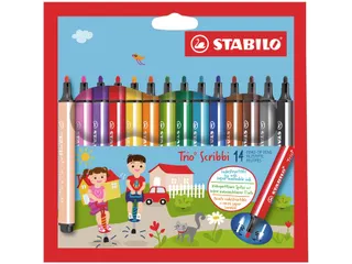 Viltstift STABILO Trio Scribbi 368/14 assorti etui à 14 stuks - 1