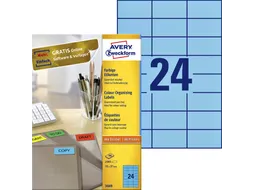 Gekleurd Etiket Avery Zweckform 70x37mm Blauw 2400 stuks