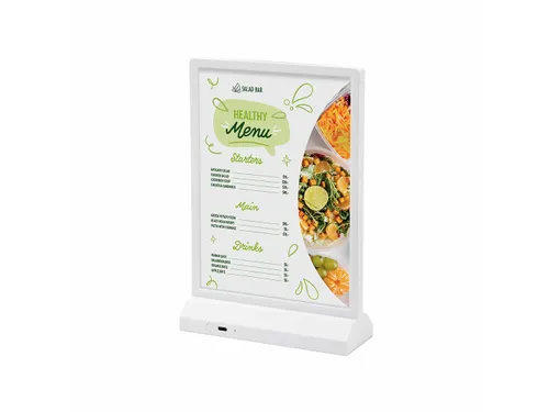 Verlichte Tafelstandaard T-Stand LED Dubbelzijdig A5 Wit