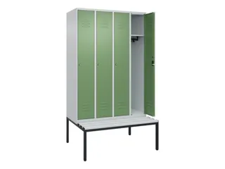 locker met bank,HxBxD 2120x1200x815mm,4vak,vak B 300mm,cil.-slot - 2