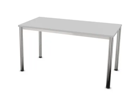 Vergadertafel Hxbxd 74x140x70cm 4-poots Verchroomd Mp-lichtgrijs