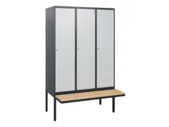 locker met bank,HxBxD 1950x1200x815mm,3vak,vak B 400mm,cil.-slot