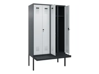 locker met bank,voor scheiding van kleding,HxBxD 2120x1200x815mm,4vak - 1