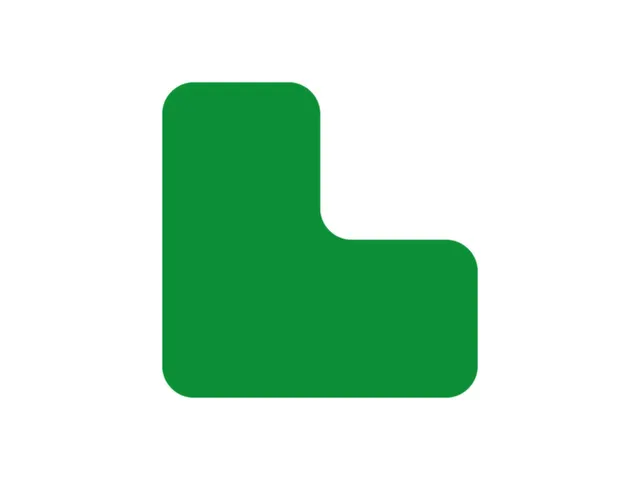 plaksymbool,L-vorm,markering HxB 100x100mm,polycarbonaat,groen