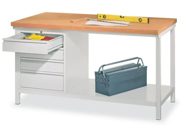 Werkbank Hxlxd 900x1500x700mm 4laden 1legbord Lichtgrijs