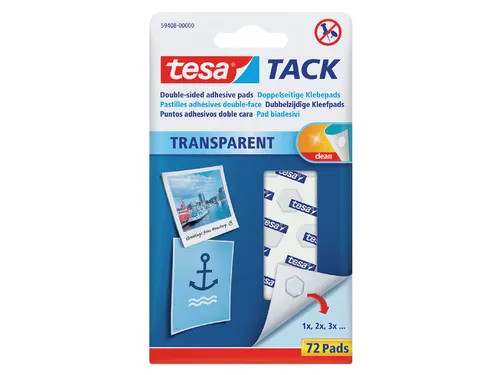 Dubbelzijdige kleefpads Tesa tack transparant 72stuks