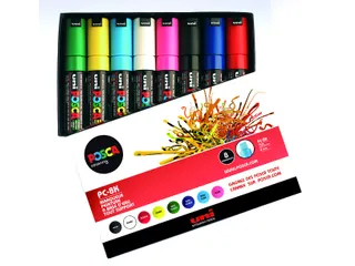 Verfstift Posca PC8K Brede punt 8mm schuin 8st assorti - 2