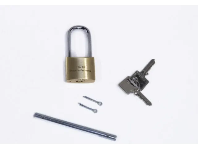 hangslot,v. IBC-trechters,m. sleutels,bevestigingsmateriaal