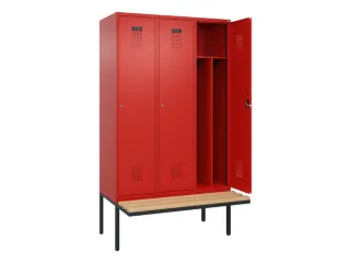 locker met bank,voor scheiding van kleding,HxBxD 2120x1200x815mm,3vak - 1