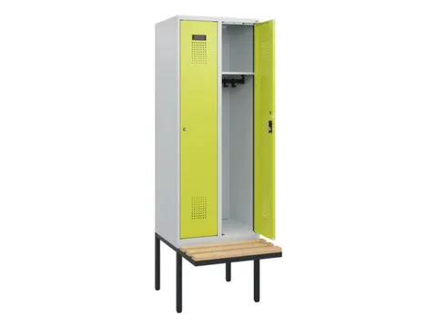 locker met bank,HxBxD 1950x600x815mm,2vak,vak B 300mm,cilinderslot