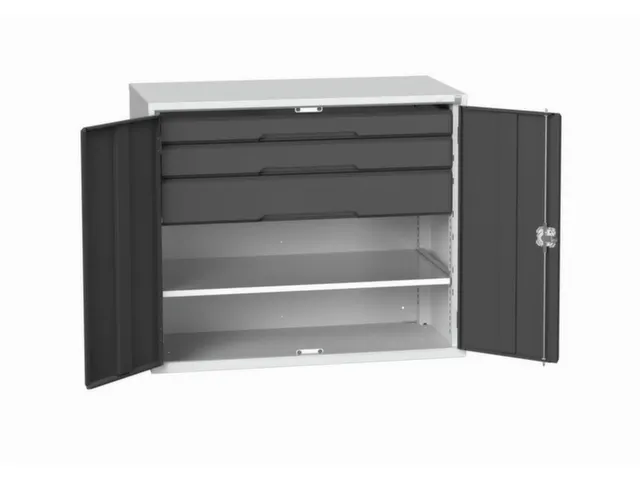 universele kast,HxBxD 1000x1300x550mm,1xStalen bodem,3lade(n)