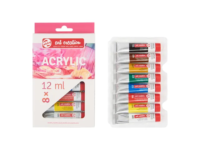 Acrylverf Talens Art Creation met stappenplan 12ml set à 8 kleuren