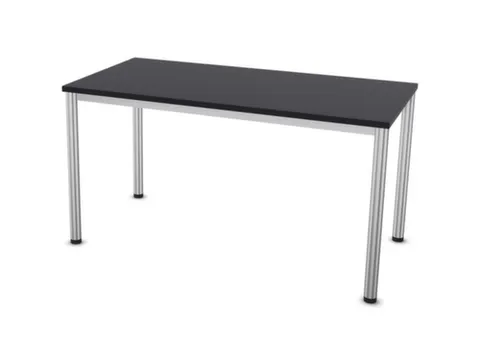 Vergadertafel Hxbxd 74x140x70cm 4-poots Ronde Buis Aluzilver Cc-zwart