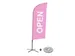 Promotievlag Alu Wind complete set "OPEN" Roze kruisvoet Zwart