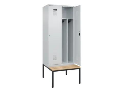 locker met bank,voor scheiding van kleding,HxBxD 2120x800x815mm,2vak