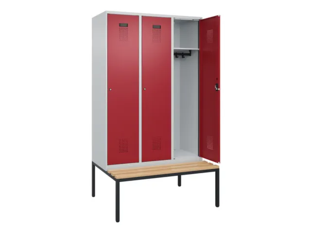 locker met bank,HxBxD 2120x1200x815mm,3vak,vak B 400mm,cilinderslot