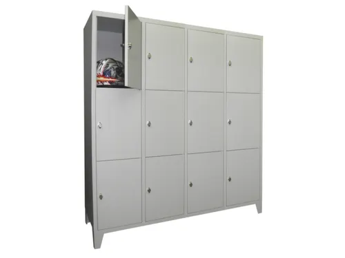 lockerkast,HxBxD 1850x1600x500mm,4x3vakken,RAL7035,front RAL5012