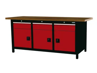 werkbank,HxBxD 860x2000x750mm,onderstel RAL9005,fronten RAL3020 - 3