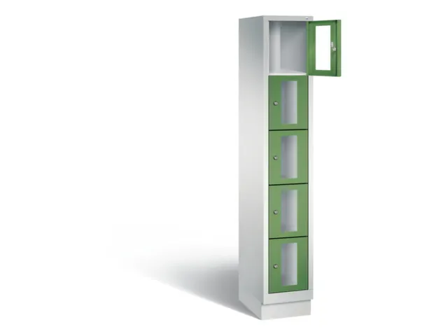 Lockerkast 1800x320x500mm 1x5 vakken Cilinderslot, Sokkel, RAL6011