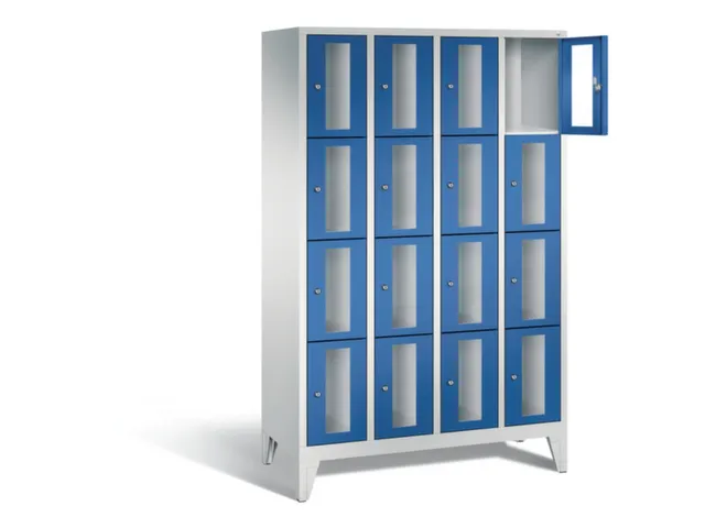 Lockerkast 1850x1190x500mm 4x4 vakken Cilinderslot Poten, RAL5010