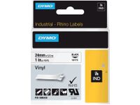 Lettertape Dymo 1805430 Rhino Vinyl 24mmx5.5m zwart op wit