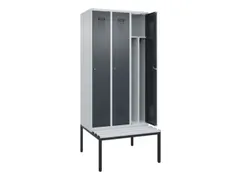 locker met bank,voor scheiding van kleding,HxBxD 2120x900x815mm,3vak