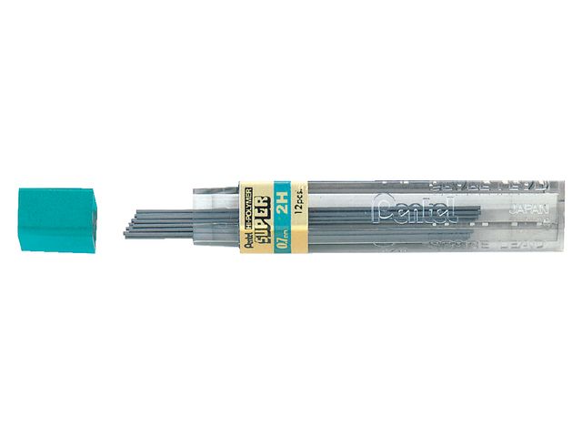 Potloodstift Pentel 0.7mm zwart per koker 2H | PotlodenWinkel.nl