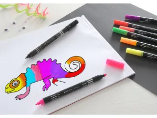 viltstiften Faber-Castell Duo neon kleuren in etui a 10 stuks - 4