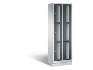 Lockerkast 1800x610x500mm 2x3 vakken Cilinderslot, Sokkel, RAL7021 - 2