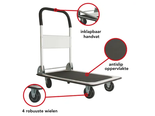 Transportwagen 74x48cm Maximaal laadvermogen 150kg