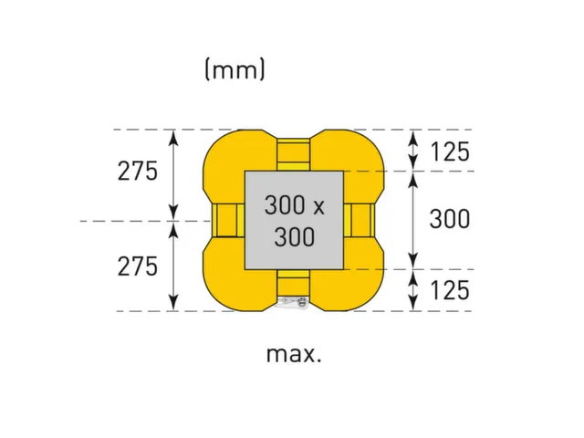 Protège-colonne,p. intérieur,HxlxP 1100x450-550x450-550mm,PE,jaune