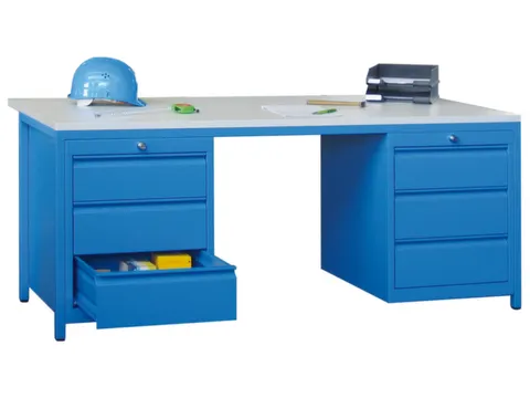 Bureau De Prestige Hxlxp 720X1700X800Mm 6Tiroirs Ral7035 Façade Ral30