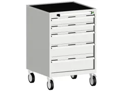 ladekast verrijdbaar 980x650x650mm 5laden romp RAL7035 front RAL7035