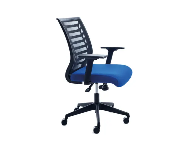 Bureaustoel,Synchroonmech.,M. Armleuningen,Zitting Schuimstof Blauw